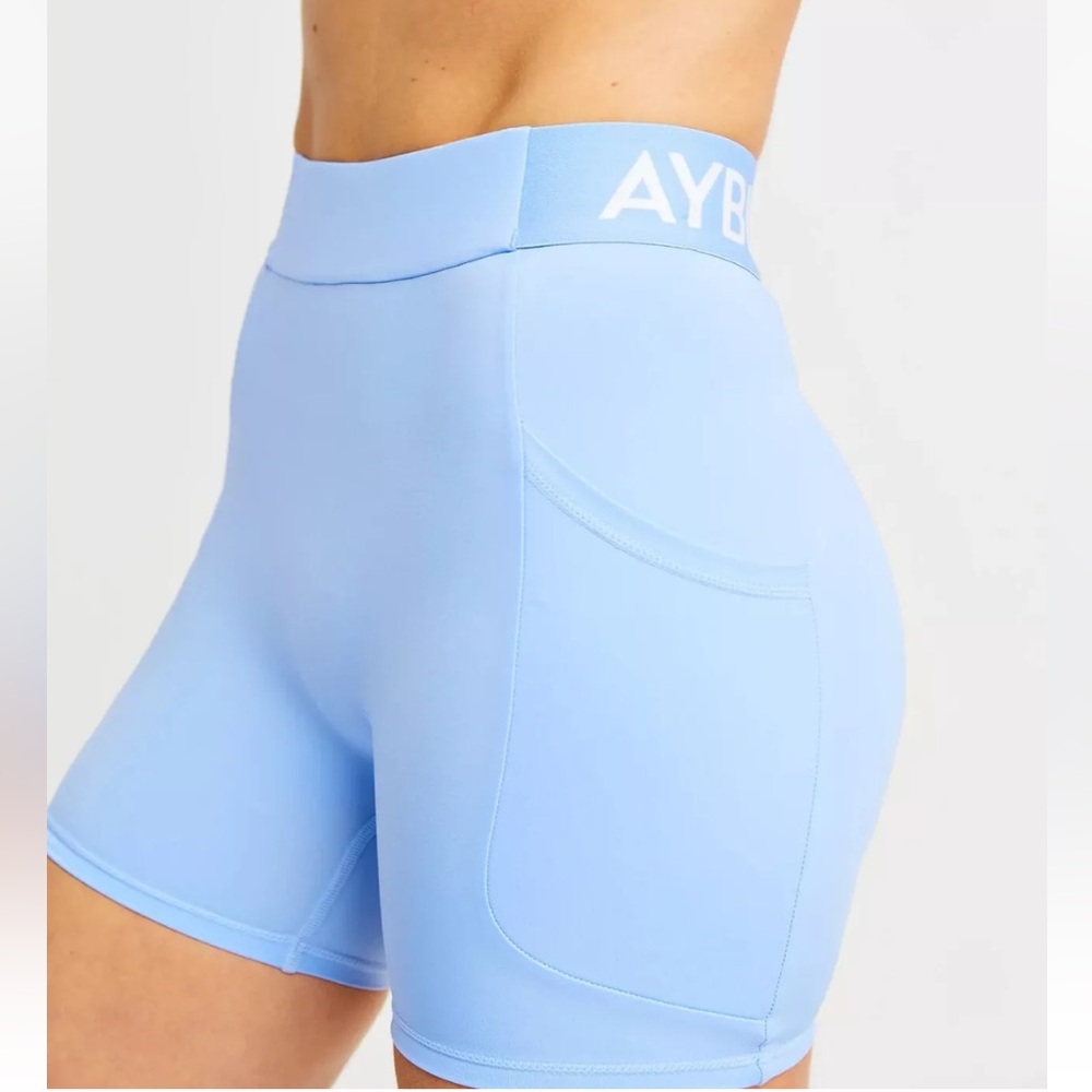 AYBL Active Training Workout Bike Shorts with pockets Size S Light Blue EUC
